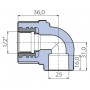 Угольник Ekoplastik  90° 25x1/2 внутренняя резьба